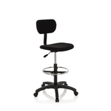 Chaise de comptoir TOP WORK 05 noire avec repose-pieds et piètement à cinq roulettes de hjh OFFICE – vue à 360° (vue de trois quarts avant 40°)