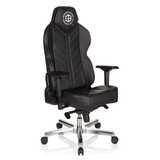 Fauteuil Gamer GAMEBREAKER COLOSSUS noir avec accoudoirs et piètement brillant à cinq roulettes de hjh OFFICE – vue à 360° (vue de trois quarts avant 40°)