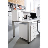 Bureau réglable en hauteur QUEO 19 S en chêne rustique avec rehausse et caisson à roulettes de hjh OFFICE PRO