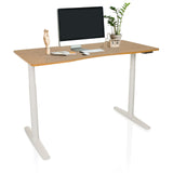 Bureau réglable en hauteur électriquement STAND PRO R en chêne avec pieds blancs de hjh OFFICE
