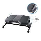 Repose-pieds réglable en hauteur PODI II en noir avec trois niveaux de 9 cm, 11,5 cm et 15 cm de hjh OFFICE