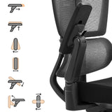 Accoudoir réglable en quatre dimensions du siège de bureau de qualité professionnelle Ergo U2 Flex3 avec schémas fonctionnels de hjh OFFICE