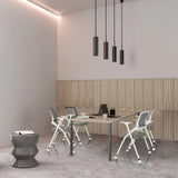 Chaises pliantes PRIORITY II W PU grises à une table de réunion dans une pièce au design moderne de hjh OFFICE