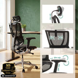 Siège de direction de luxe ERGOHUMAN SLIM GEN2 avec appuie-tête et accoudoirs réglables de hjh OFFICE (image générée par IA)