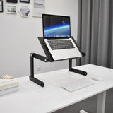 Rehausseur de bureau VM-SA II en noir avec un ordinateur portable sur un bureau blanc de hjh OFFICE