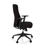 Siège de bureau de qualité professionnelle OFFICE XT PRO noir avec accoudoirs et base à cinq roulettes de hjh OFFICE – vue à 360° (vue de profil 80°)
