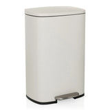 Poubelle CLEAN XV beige avec couvercle et pédale de hjh OFFICE – vue à 360° (vue de trois quarts avant 30°)