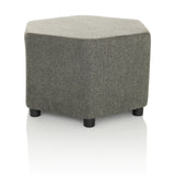Tabouret rembourré gris BAREO de forme hexagonale et courts pieds noirs de hjh OFFICE – vue à 360° (vue de trois quarts avant 30°)
