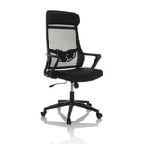 Siège de bureau à domicile NEKEO noir avec dossier en maille et pied à cinq roulettes de hjh OFFICE – vue à 360° (vue de trois quarts avant 30°)