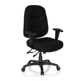 Siège de bureau de qualité professionnelle ZENIT XXL noir avec accoudoirs et pied à cinq roulettes de hjh OFFICE – vue à 360° (vue de trois quarts avant 40°)
