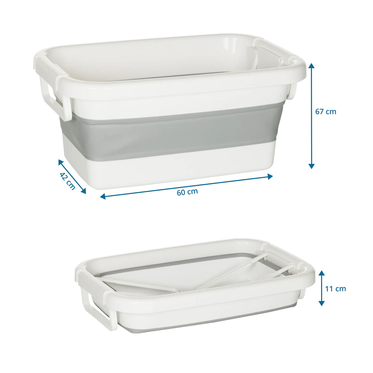 Dessin coté du Conteneur pliable CLEAN SILW de 60 x 67 cm en gris-blanc de hjh OFFICE