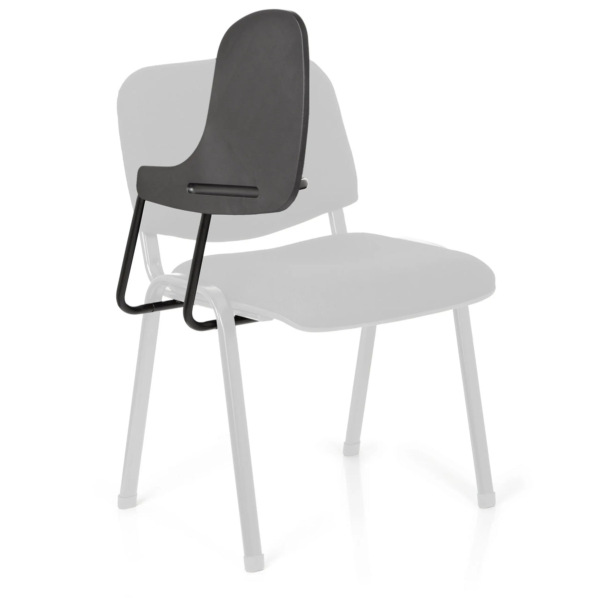 Chaise à quatre pieds TABLET XT 600 noire avec tablette d'écriture attachée de hjh OFFICE – vue à 360° (vue de trois quarts avant 60°)