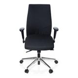 Siège de bureau de qualité professionnelle PRO-TEC 250 noir avec accoudoirs et pied à cinq roulettes de hjh OFFICE – vue à 360° (vue de face 0°)