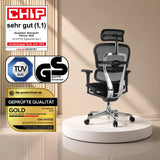 Luxus-Chefsessel ERGOHUMAN ULTRA F GEN2 in Schwarz aus Stoff und Netz mit verstellbaren Armlehnen von hjh OFFICE