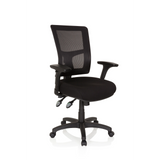 Siège de direction de qualité professionnelle IMPACT PRO noir avec dossier en maille et base à cinq roulettes de hjh OFFICE – vue à 360° (vue de trois quarts avant 40°)