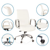 Siège de direction de qualité professionnelle ASPERA 10 en blanc crème avec détails du rembourrage, accoudoirs, vérin et roulettes de hjh OFFICE