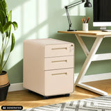 Caisson sur roulettes COLOR PLUS I beige en métal avec trois tiroirs et roulettes de hjh OFFICE (image générée par IA)