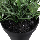 Feuilles vertes et petits cailloux décoratifs noirs de la plante artificielle Epipremnum Climb dans un pot noir de hjh OFFICE