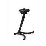 Siège assis-debout TOP WORK 33 noir avec assise rembourrée et pied tripode de hjh OFFICE – vue à 360° (vue de trois quarts avant 60°)