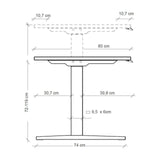 Dessin coté du bureau réglable en hauteur XMKA 12 W avec un plateau d'une profondeur de 80 cm de hjh OFFICE PRO