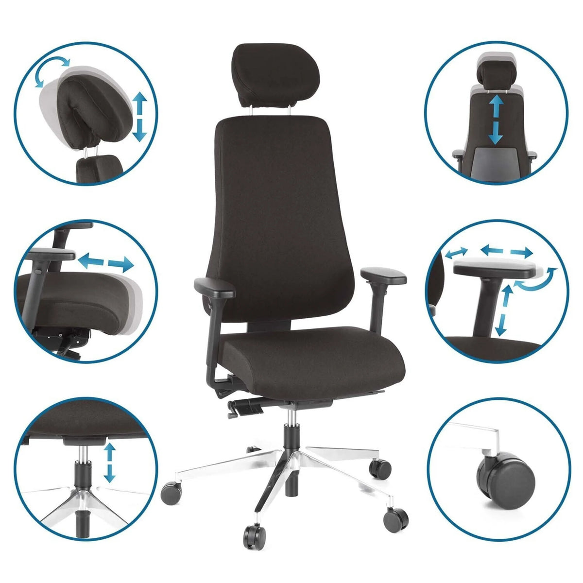 Siège de bureau de qualité professionnelle PRO-TEC 400 en noir avec différentes options de réglage de hjh OFFICE