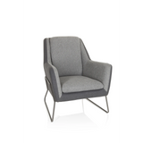 Fauteuil rembourré LAGUN gris clair avec des accents gris foncé et des pieds en métal de hjh OFFICE – vue à 360° (vue de face 20°)