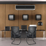 Deux chaises cantilever BRETON V B noires avec dossier en maille et accoudoirs de hjh OFFICE