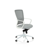 Siège de bureau à domicile ESTRIA gris avec dossier en maille et base à cinq roulettes de hjh OFFICE – vue à 360° (vue de trois quarts avant 60°)