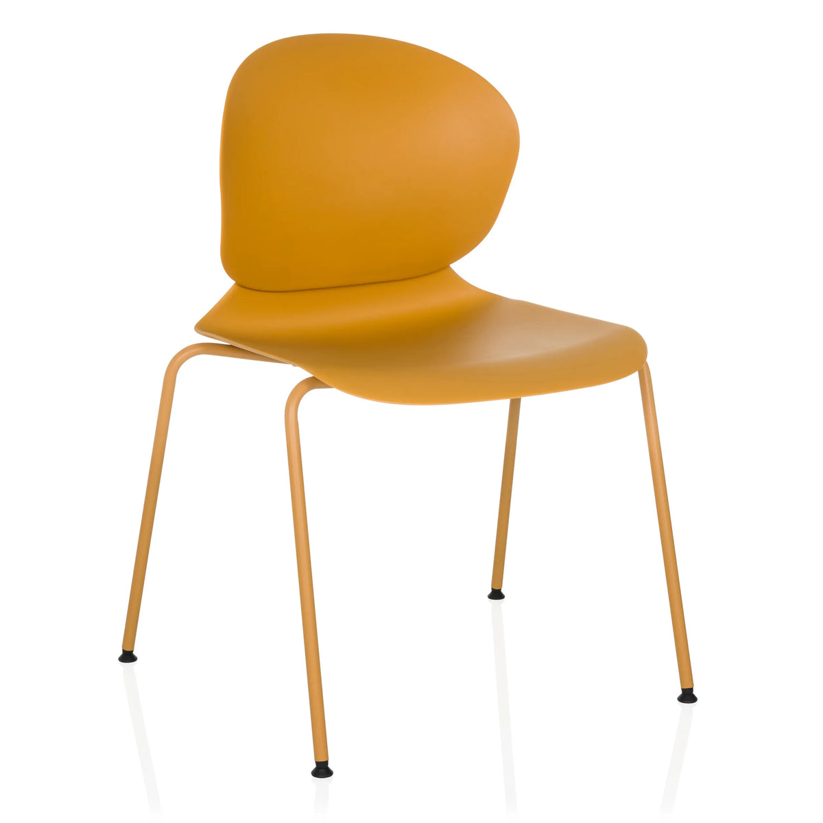 Chaise à quatre pieds T36 VI jaune avec coque d'assise arrondie et dossier de hjh OFFICE – vue à 360° (vue de trois quarts avant 30°)