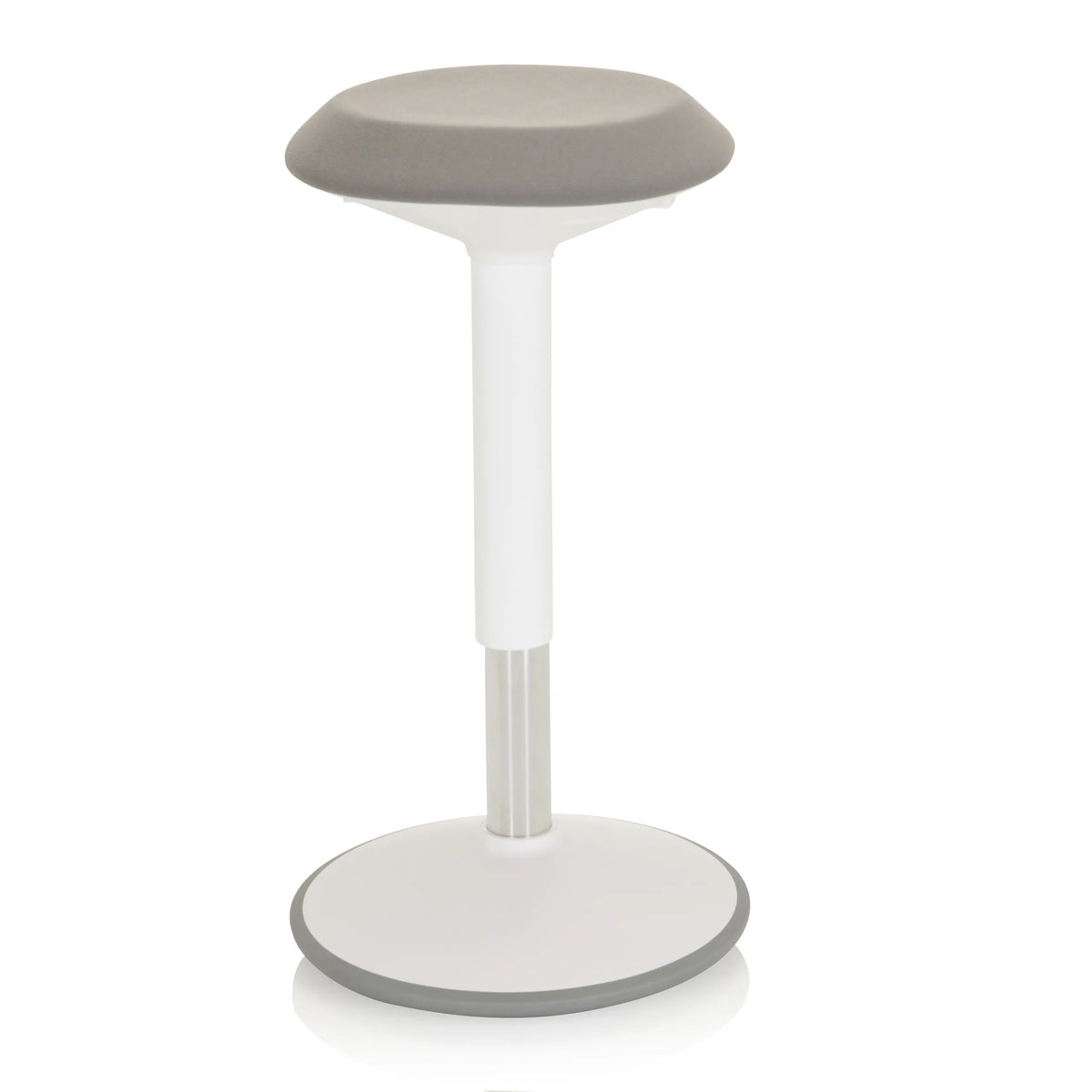 Siège assis-debout BALANCE SIT III W blanc avec assise grise et base ronde de hjh OFFICE – vue à 360° (vue de face 0°)