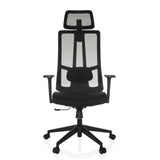 Siège de bureau de qualité professionnelle TRAMORE noir avec dossier en maille et base à cinq roulettes de hjh OFFICE – vue à 360° (vue de face 0°)