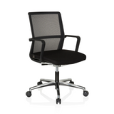Siège de bureau de qualité professionnelle MOVE-TEC NET 3D noir avec dossier en maille et base à cinq roulettes de hjh OFFICE – vue à 360° (vue de trois quarts avant 40°)