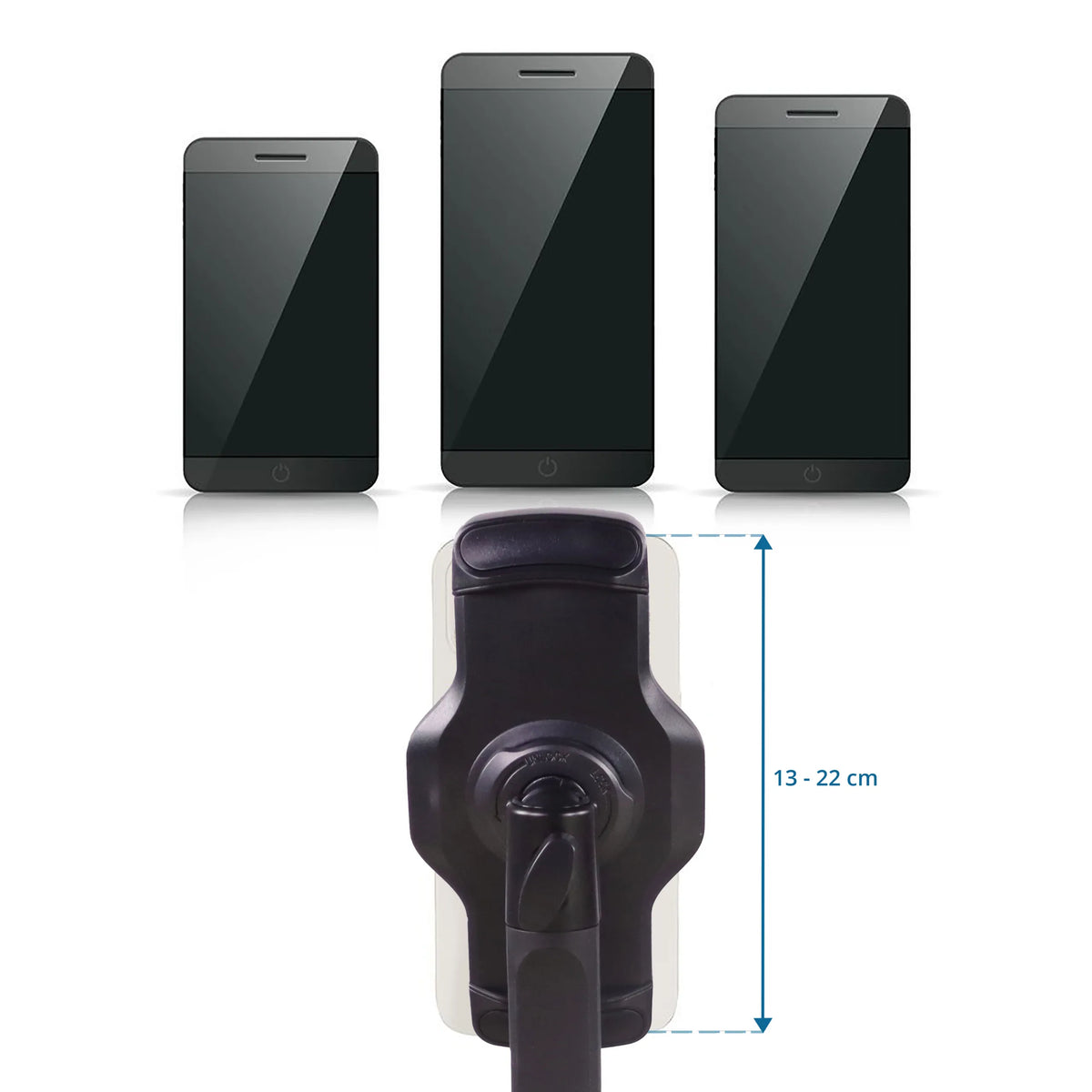 Largeur de maintien réglable de 13 à 22 cm du Support de téléphone portable & tablette FLEXMOBI III de hjh OFFICE