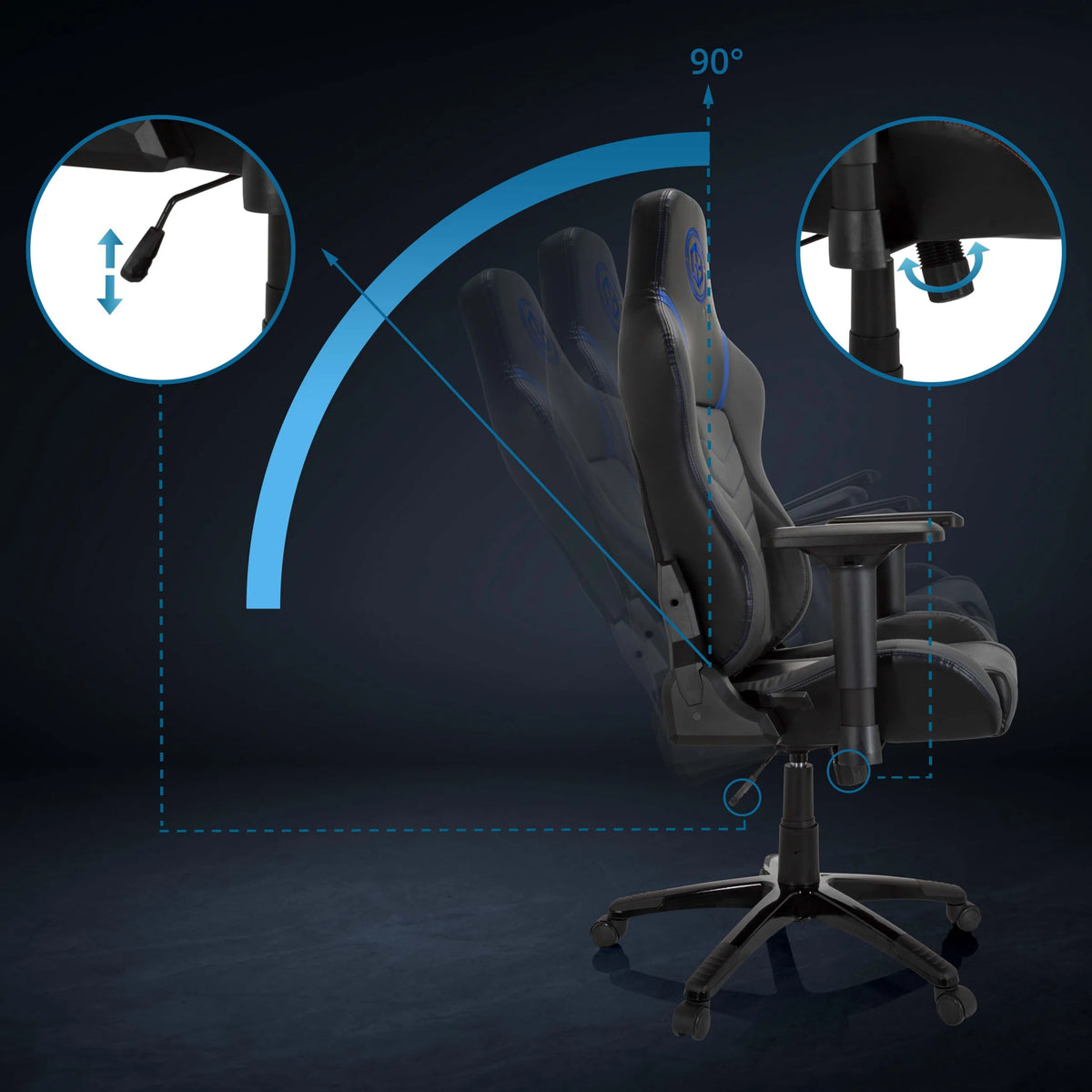 Dossier réglable jusqu'à 90 degrés du Fauteuil Gamer GAMEBREAKER POLARYS I de hjh OFFICE