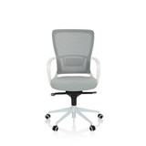 Siège de bureau à domicile ESTRIA gris avec dossier en maille et base à cinq roulettes de hjh OFFICE – vue à 360° (vue de face 0°)
