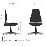 Dessin technique de la Chaise pivotante pour des enfants MINIMOVO d'une largeur de 41 cm de hjh OFFICE
