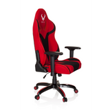 Fauteuil Gamer PROMOTER II rouge et noir avec accoudoirs et base à cinq roulettes de hjh OFFICE – vue à 360° (vue de trois quarts avant 60°)