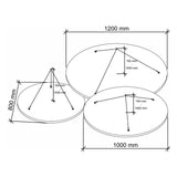 Dessin technique de l'îlot acoustique de plafond ADSRB1 avec des diamètres de 800 à 1200 mm de hjh OFFICE PRO