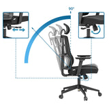Dossier réglable avec un angle d'inclinaison de 90 degrés du Siège de bureau de qualité professionnelle SPINIO PRO de hjh OFFICE