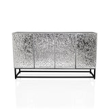 Commode METALLIO avec des façades structurées argentées sur un cadre en métal noir de hjh LIVING