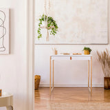 Bureau blanc TAROLO II de 80 x 42 cm avec des pieds en bois clair de hjh LIVING