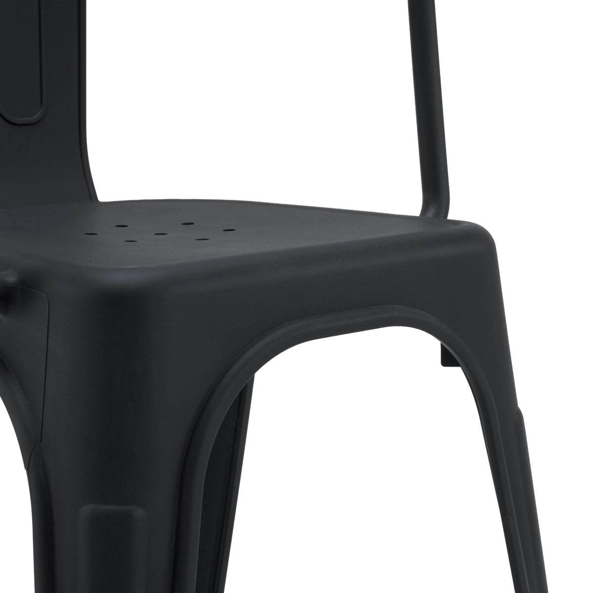 Assise avec trous d'aération de la chaise de bistrot Vantaggio Poly en noir de hjh OFFICE