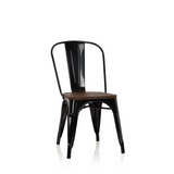 Chaise de bistrot noire VANTAGGIO COMFORT W avec assise en bois marron de hjh OFFICE – vue à 360° (vue de face 20°)