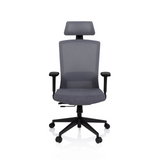 Siège de bureau de qualité professionnelle CAPTIVO gris avec dossier mesh, appui-tête et base à roulettes de hjh OFFICE – vue à 360° (vue de face 0°)