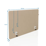 Dessin coté de la cloison de table FLEXMIUT D1 de 120 × 62 cm en beige de hjh OFFICE