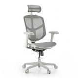 Chaise de bureau Enjoy Eco MB en gris avec revêtement en maille, appuie-tête et cinq roulettes de hjh OFFICE