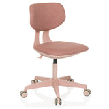 Chaise pivotante pour des enfants KID COLORE rose avec surfaces rembourrées et base à cinq roulettes de hjh OFFICE – vue à 360° (vue de trois quarts avant 30°)