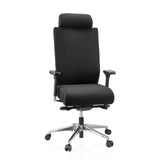 Siège de bureau de qualité professionnelle PRO-TEC XXL noir en tissu avec appui-tête et base à 5 roulettes de hjh OFFICE – vue à 360° (vue de face 15°)