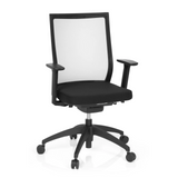 Siège de bureau de qualité professionnelle ASPEN noir avec dossier en maille et piètement à cinq roulettes de hjh OFFICE – vue à 360° (vue de face 20°)