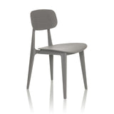 Chaise d'extérieur grise ARTIFO HOL avec dossier et assise perforés de hjh OFFICE – vue à 360° (vue de trois quarts avant 45°)